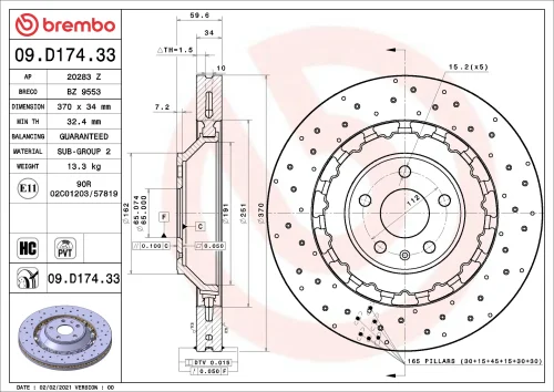 Brembo Brake Discs for Audi 8V1 RS3 (set/2)