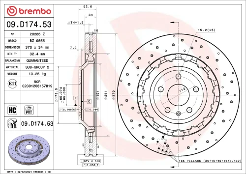 Brembo Brake Discs for Audi 8V2 RS3 (set/2)