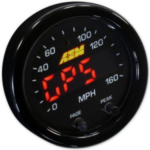 AEM X-Series 0-160 MPH Black Bezel w/black face GPS Speedometer Gauge