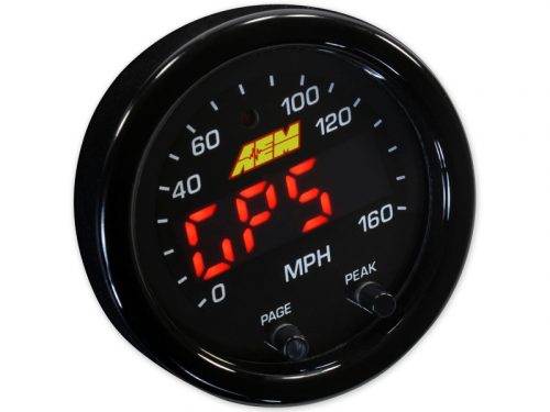 AEM X-Series 0-160 MPH Black Bezel w/black face GPS Speedometer Gauge