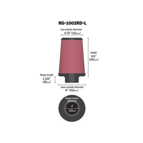 KNN Multi Fit 3 Flange Universal Filter 76/90/100 (clamp) 240 length