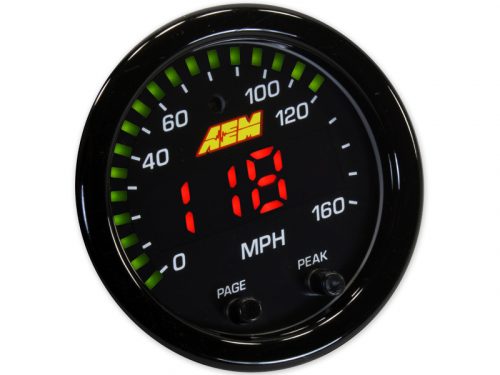 AEM X-Series 0-160 MPH Black Bezel w/black face GPS Speedometer Gauge