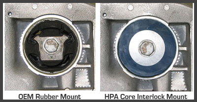 HPA CORE INTERLOCK DOGBONE MOUNT INCLUDING MACHINED ALUMINUM TORQUE ARM FOR MQB GOLFGTIR A3S3